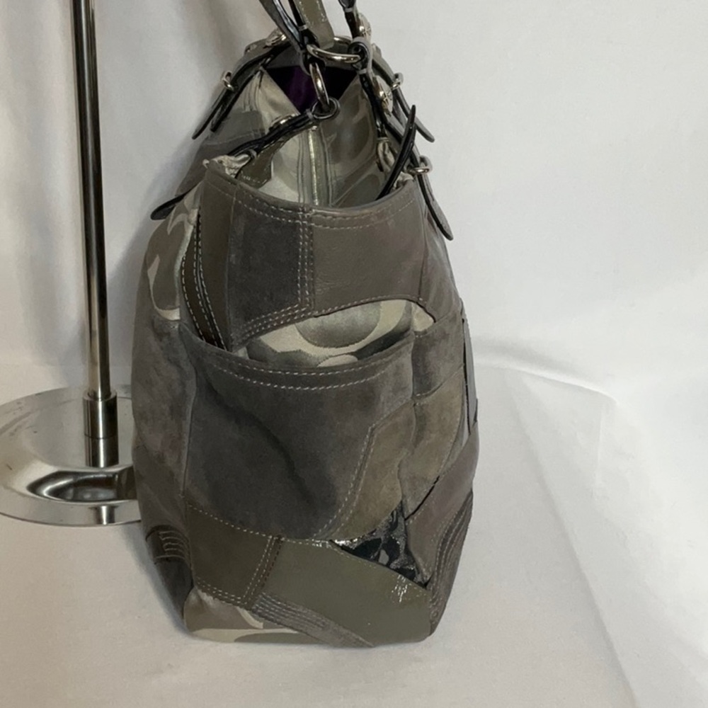 Coach F15459 Ocelot Tote Taupe Neutral Tones Patchwork Leather Suede Jaquard Bag - Picture 7 of 15